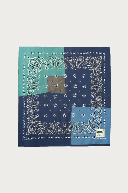 Fastcolor Selvedge Bandana (GARDEN Patchwork) - Navy made by Kapital