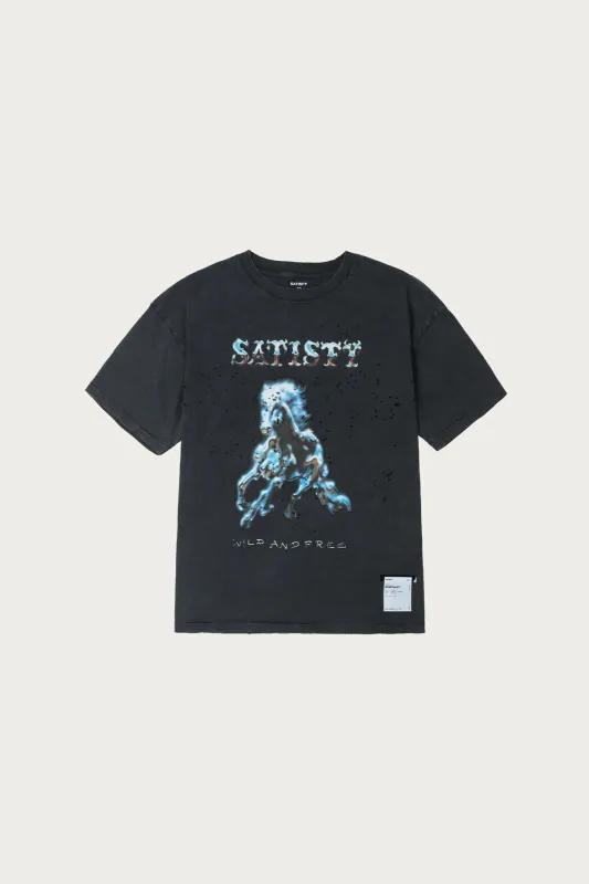 Mothtech T-Shirt - Aged Black (Wild and Free) made by Satisfy Running