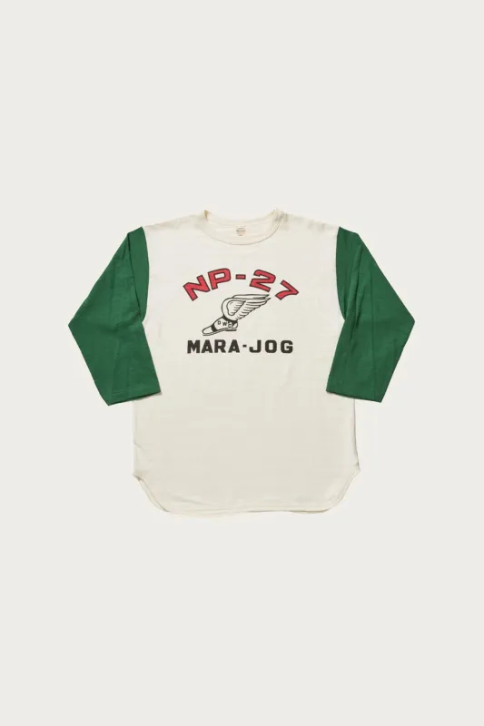 4800 3/4 Sleeve Baseball Tee - Cream/Lt. Green made by WAREHOUSE & CO.