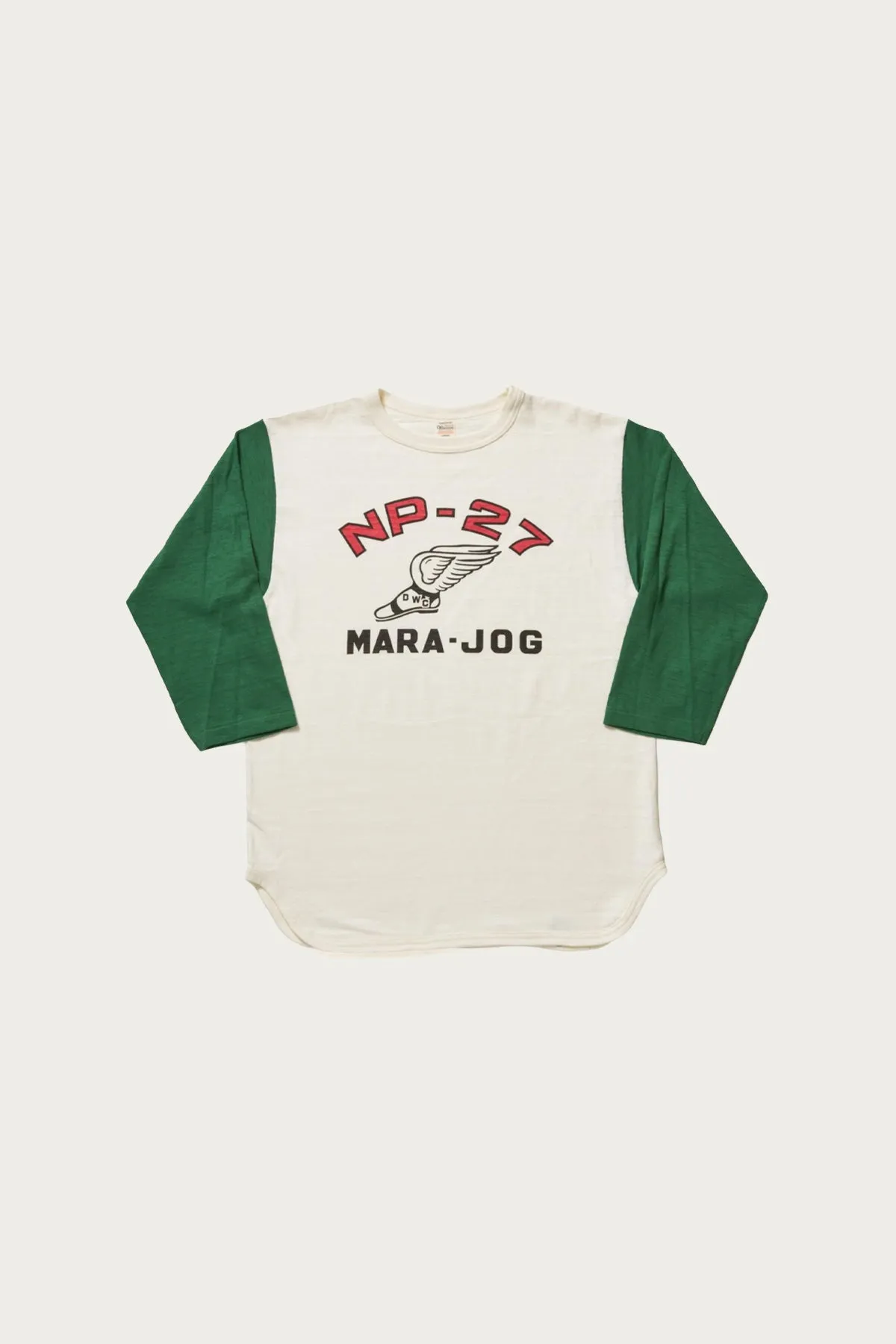 4800 3/4 Sleeve Baseball Tee - Cream/Lt. Green sold by Canoe Club