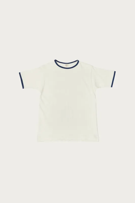 4059 Ringer T-Shirt - Cream/Navy made by WAREHOUSE & CO.