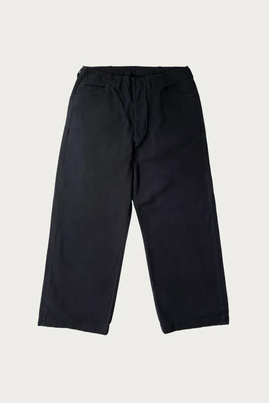 USMC Herringbone Wide Fit Utility Trousers - Black made by orSlow