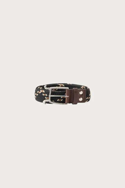 Stretch Mesh ATLAS Buckle Belt - Black made by Kapital