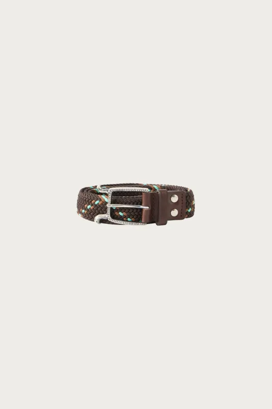 Stretch Mesh ATLAS Buckle Belt - Brown made by Kapital