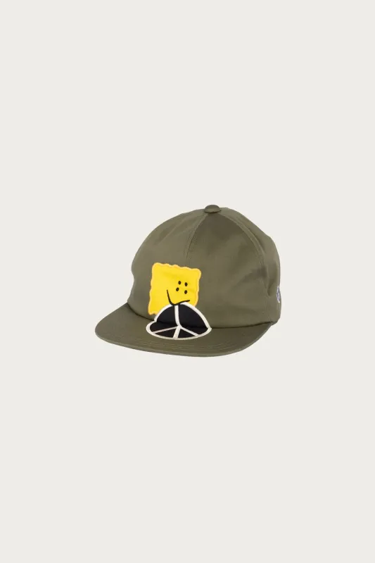 Chino Baseball Cap (PECKISH PEACE Embroidery) - Khaki made by Kapital
