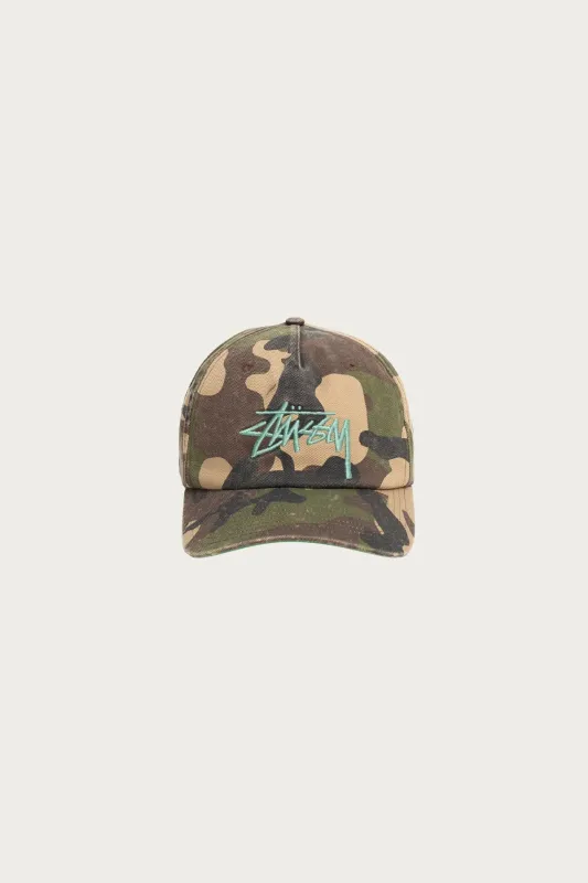 Big Stock Mid Depth Cap - Woodland Camo made by Stussy