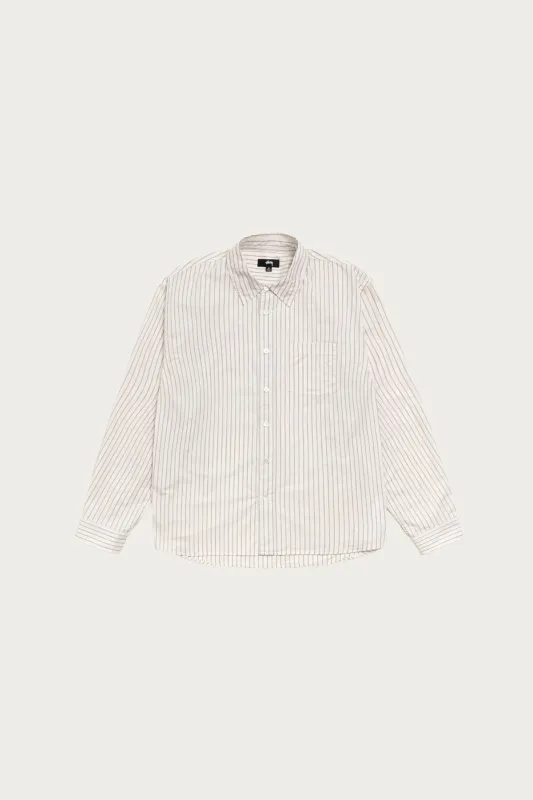 Standard LS Shirt - Natural Stripe made by Stussy