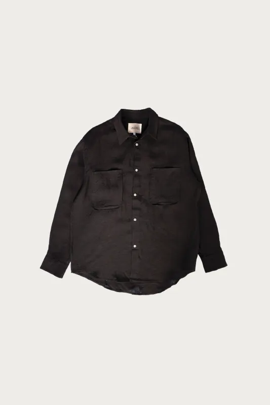 Office Shirt - Black Linen made by Canoe Club