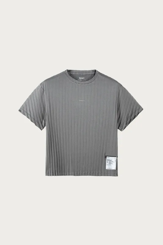 Auralite Pleated T-Shirt - Granite Grey made by Satisfy Running