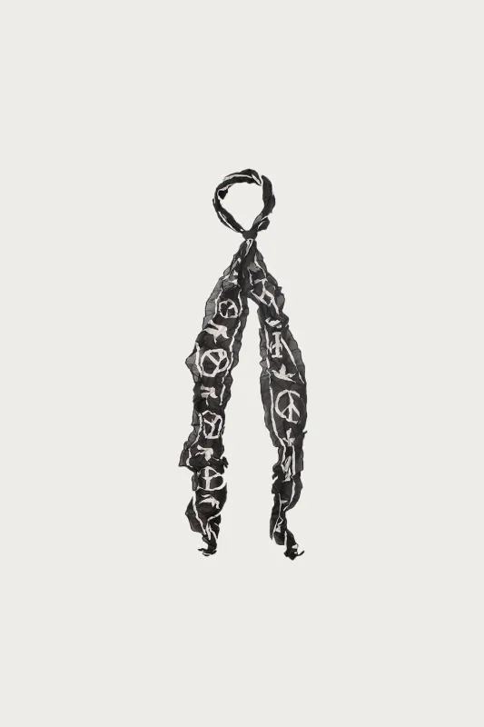 WASHER Silk MOGA Scarf (LIVE PEACE) - Black made by Kapital