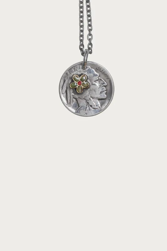 Buffalo Nickel Flower Pendant - Green made by North Works