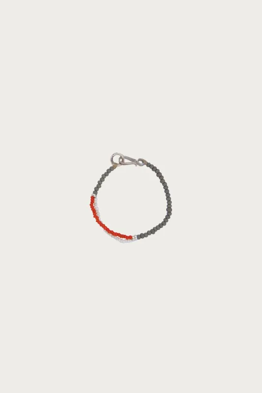 Deadstock Glass Bead Bracelet - Black/Orange made by North Works
