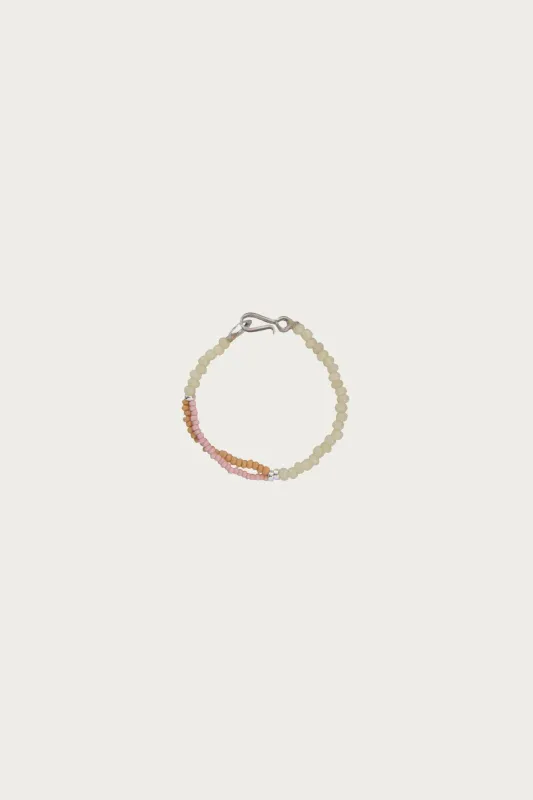 Deadstock Glass Bead Bracelet - Natural/Pink made by North Works
