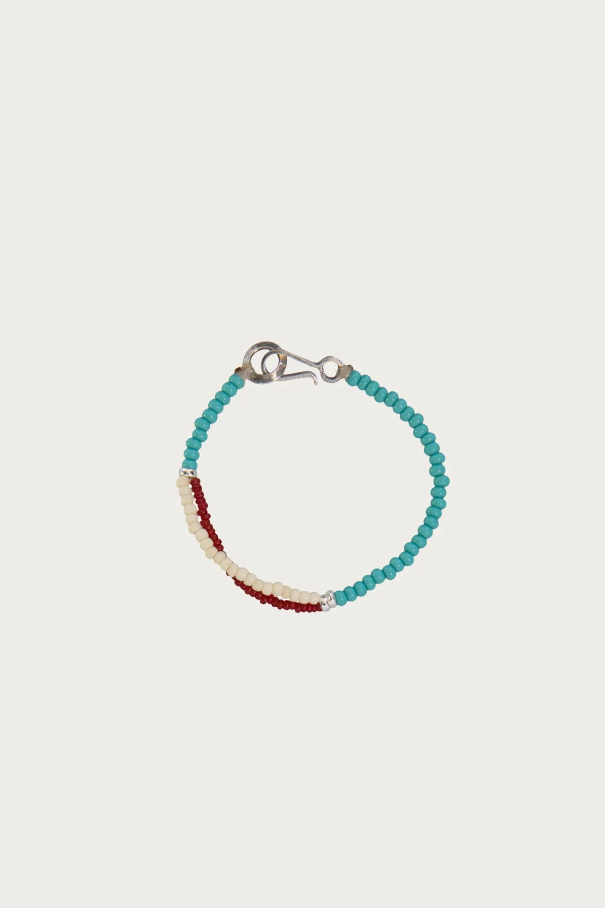 Deadstock Glass Bead Bracelet - Turquoise/Cream sold by Canoe Club
