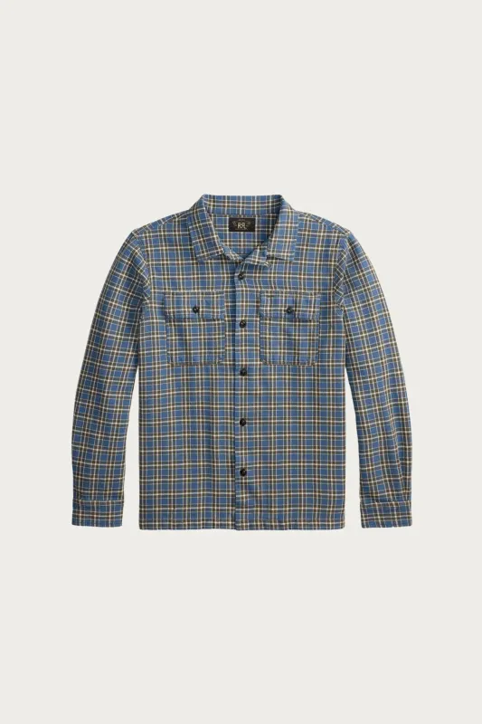 Plaid Twill Workshirt - Blue/Grey made by RRL