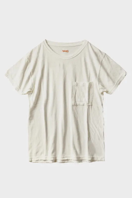 Gauze Jersey Crew Pocket T - Ivory made by Kapital