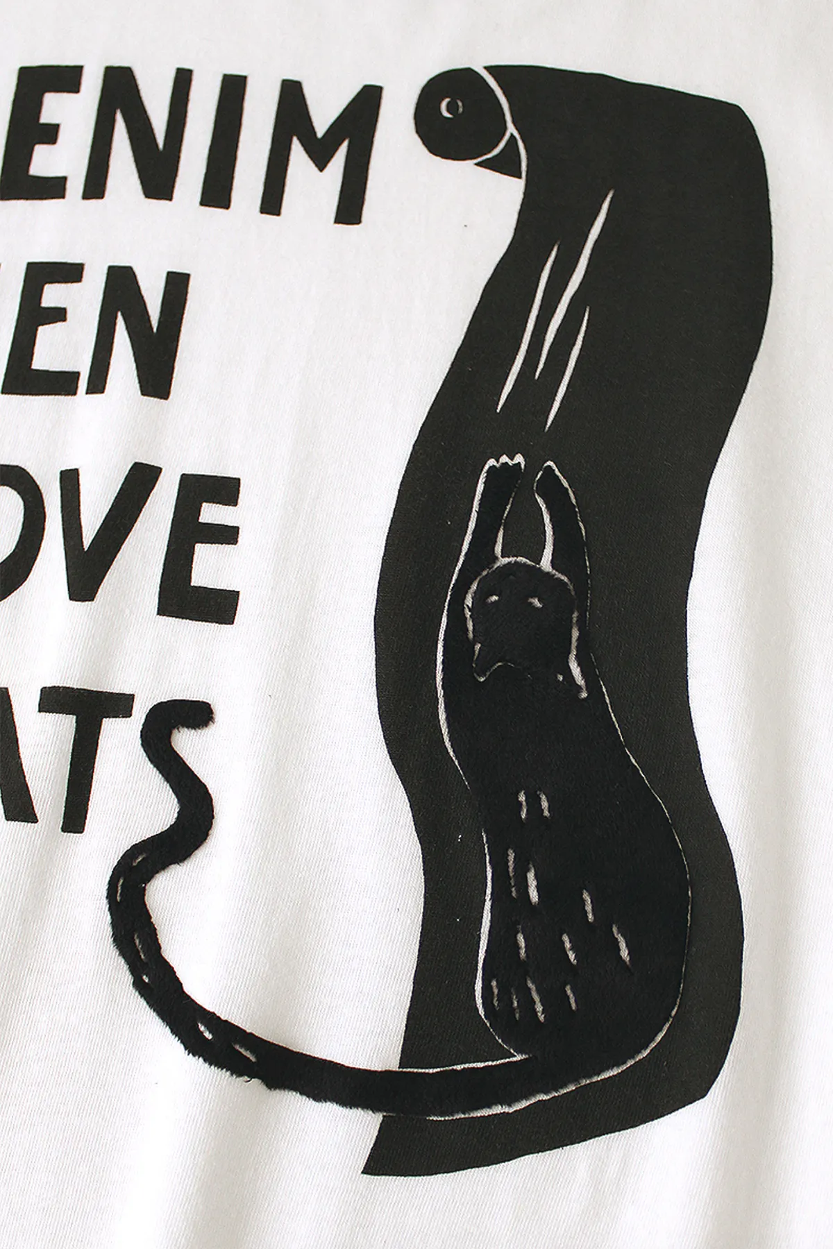 20/-Jersey Ringer T (DENIM MEN LOVE CATS) - White sold by Canoe Club product image thumbnail 4