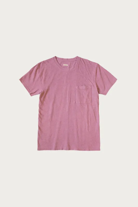 Gauze Jersey Crew Pocket T - Pink made by Kapital