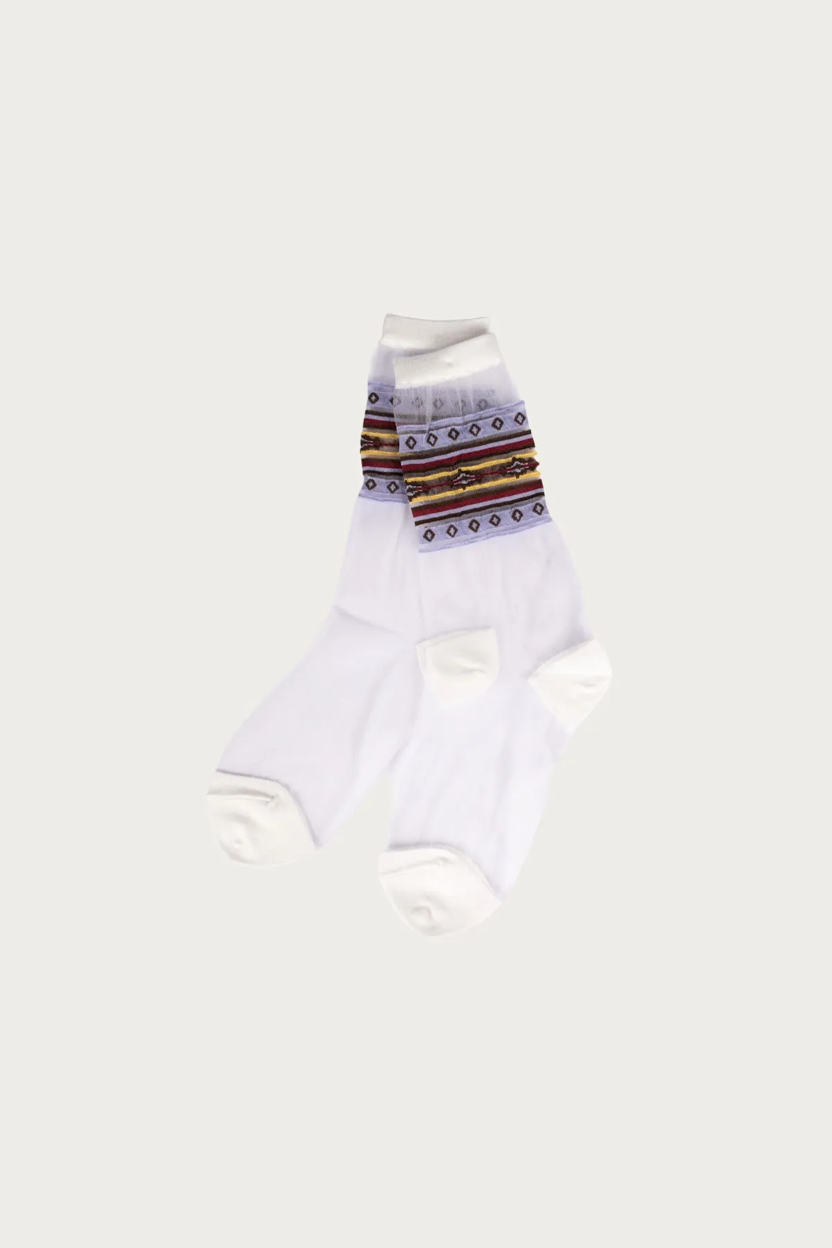 200 Yarns GYPSY Stripe Sheer Socks - White/Purple sold by Canoe Club
