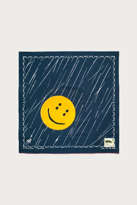 Fastcolor Selvedge Bandana (RAINBOWY) - Navy made by Kapital