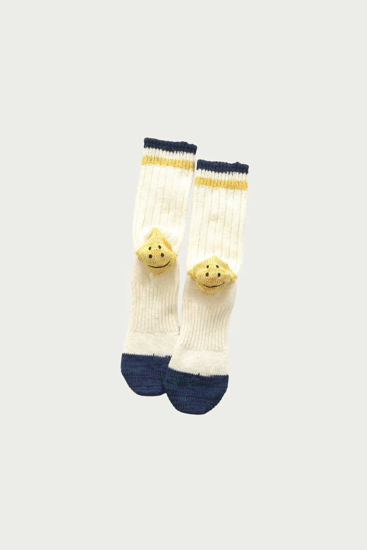 60 Yarns IVY RAINBOWY HAPPY HEEL-Hold Socks - White/Yellow/Blue sold by Canoe Club