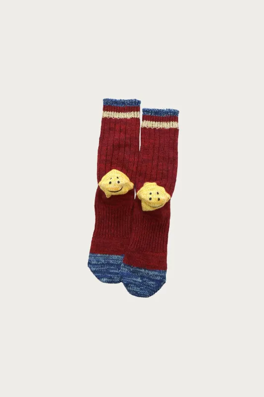 60 Yarns IVY RAINBOWY HAPPY HEEL-Hold Socks - Red/Blue made by Kapital