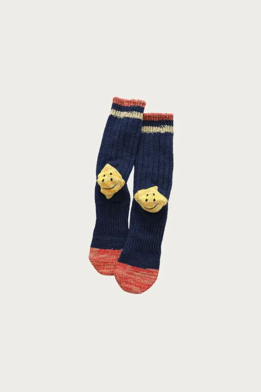 60 Yarns IVY RAINBOWY HAPPY HEEL-Hold Socks - Navy/Red made by Kapital