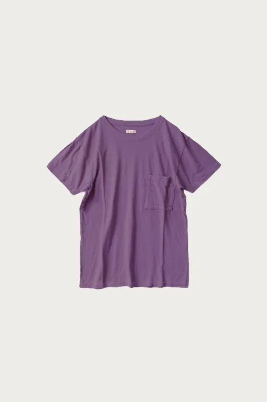 Gauze Jersey Crew Pocket T - Purple made by Kapital