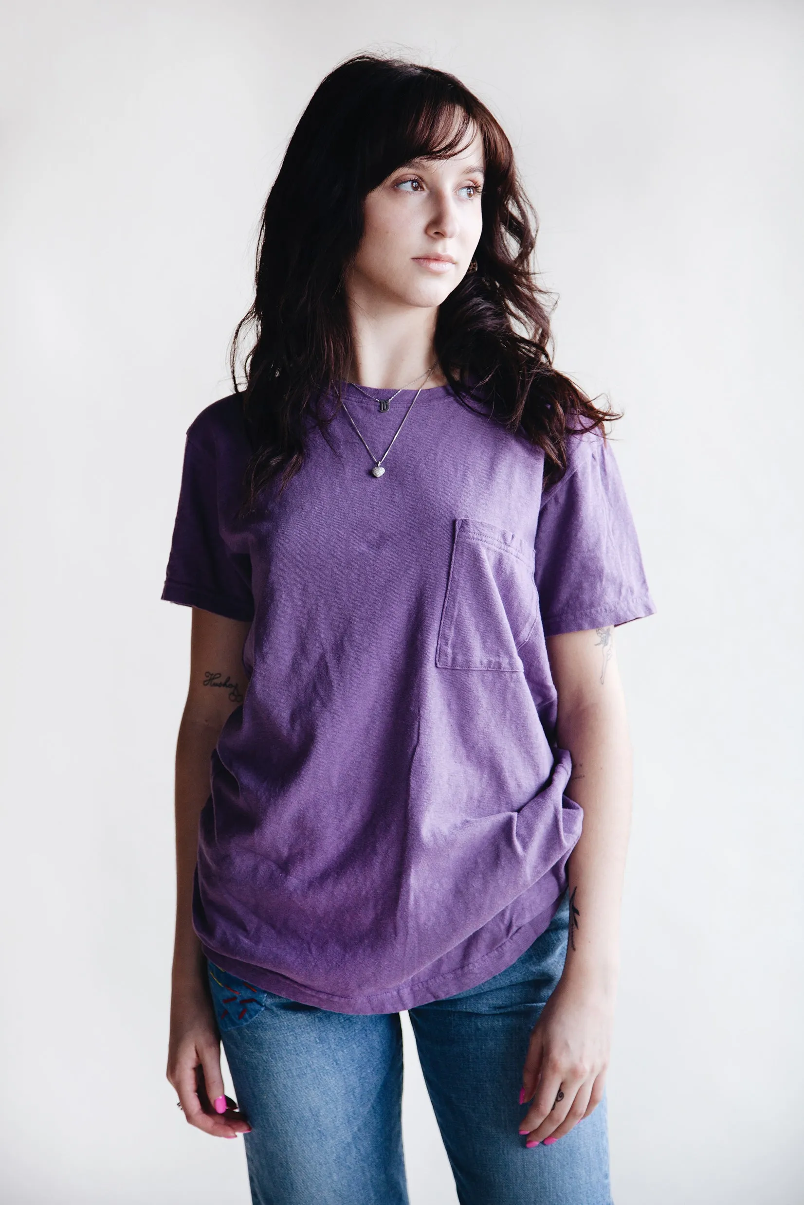 Gauze Jersey Crew Pocket T - Purple sold by Canoe Club product image thumbnail 2