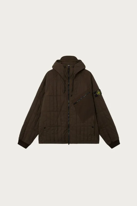 Quilted Padded Hooded Jacket - Coal Grey Ultralight Nylon Quilted-TC made by Stone Island