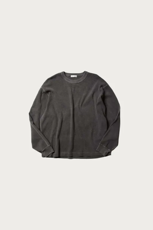 Garment Dyed Waffle Knit Pullover - Charcoal made by Canoe Club