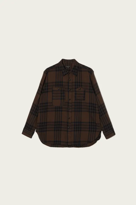 Work Shirt - Brown/Black Cotton Flannel Plaid made by Engineered Garments
