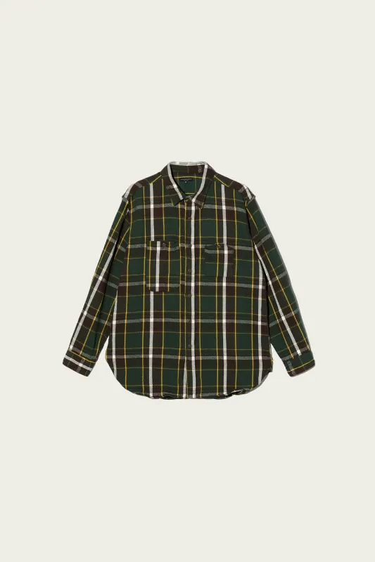 Work Shirt - Olive/Brown Cotton Heavy Twill Plaid made by Engineered Garments