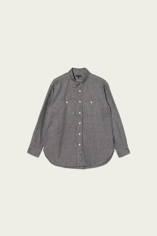 Work Shirt - Grey Cotton Chambray made by Engineered Garments