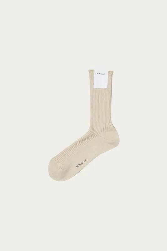 Giza High Gauge Socks - Beige made by Auralee