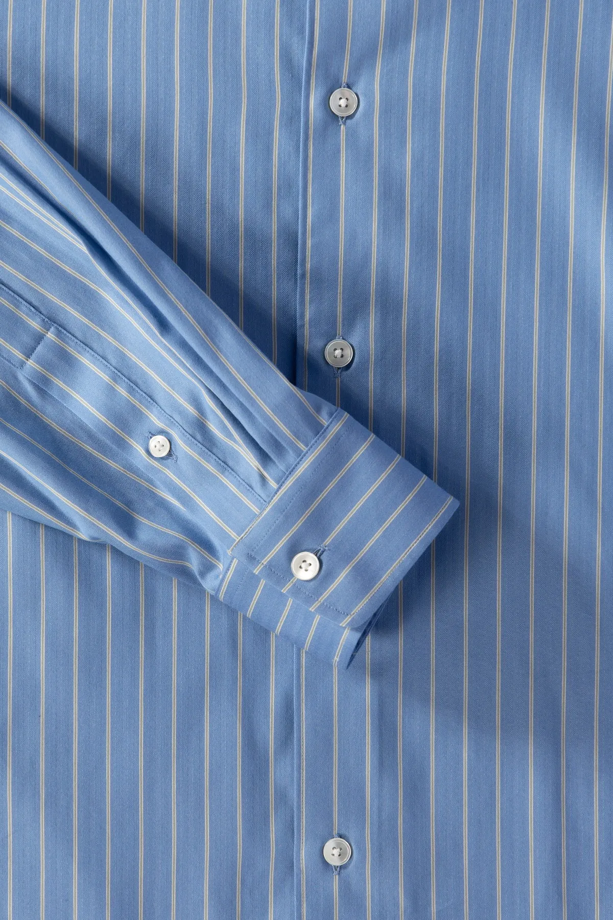Cotton Silk Stripe Shirt - Sax Blue Stripe sold by Canoe Club product image thumbnail 3