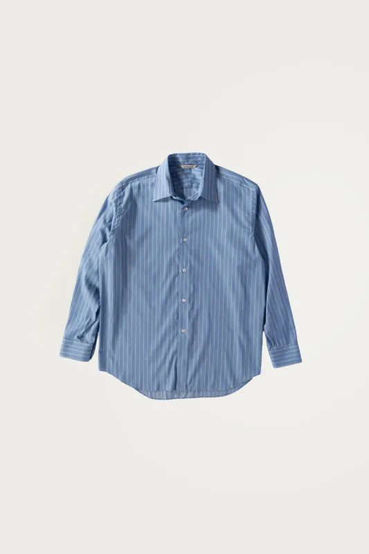 Cotton Silk Stripe Shirt - Sax Blue Stripe made by Auralee