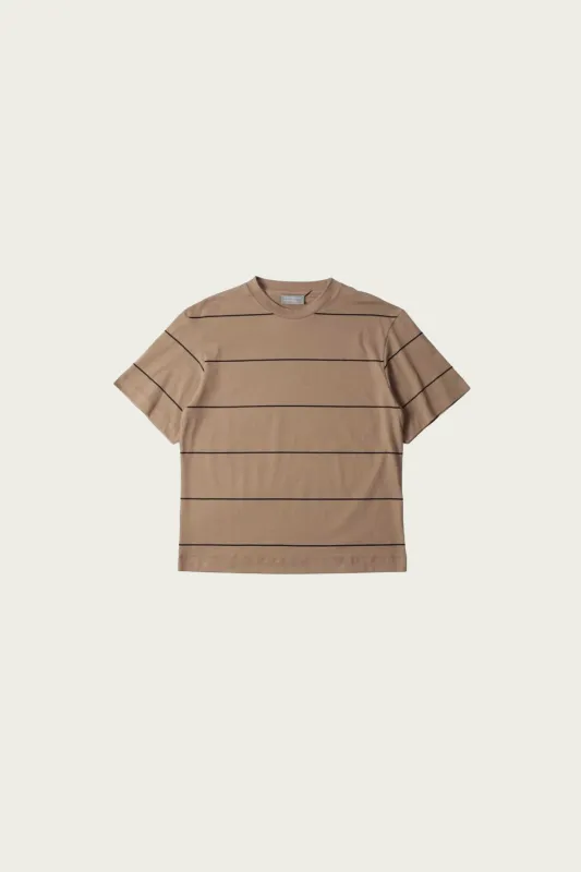 Short Sleeve T-Shirt - Mink/Black Cotton Jersey made by Margaret Howell