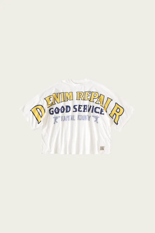 20/-Jersey KATABIRA HUGE-T (DENIM REPAIR) - White made by Kapital