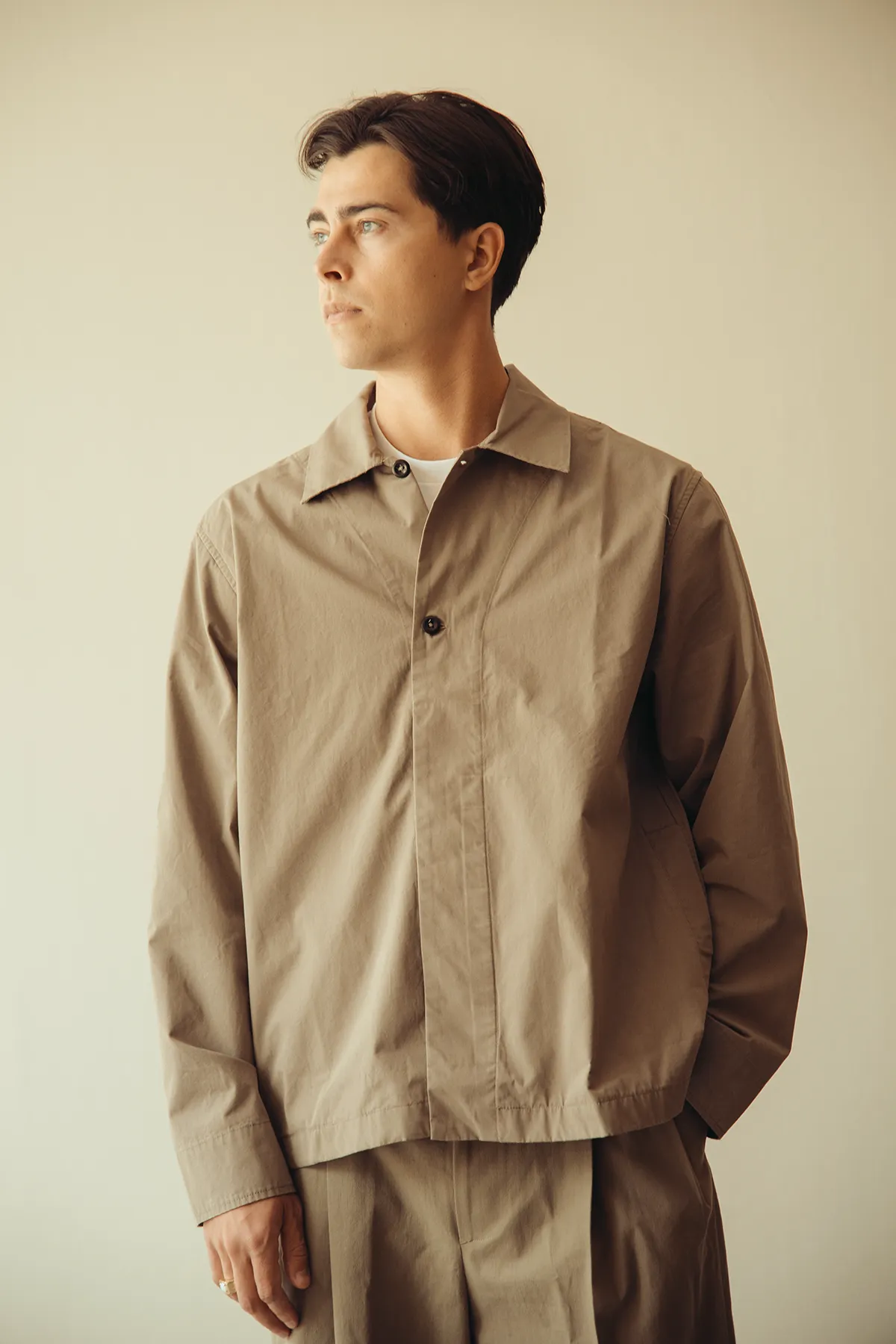 MHL Boxy Overshirt - Mouse Crisp Cotton Poplin sold by Canoe Club product image thumbnail 2
