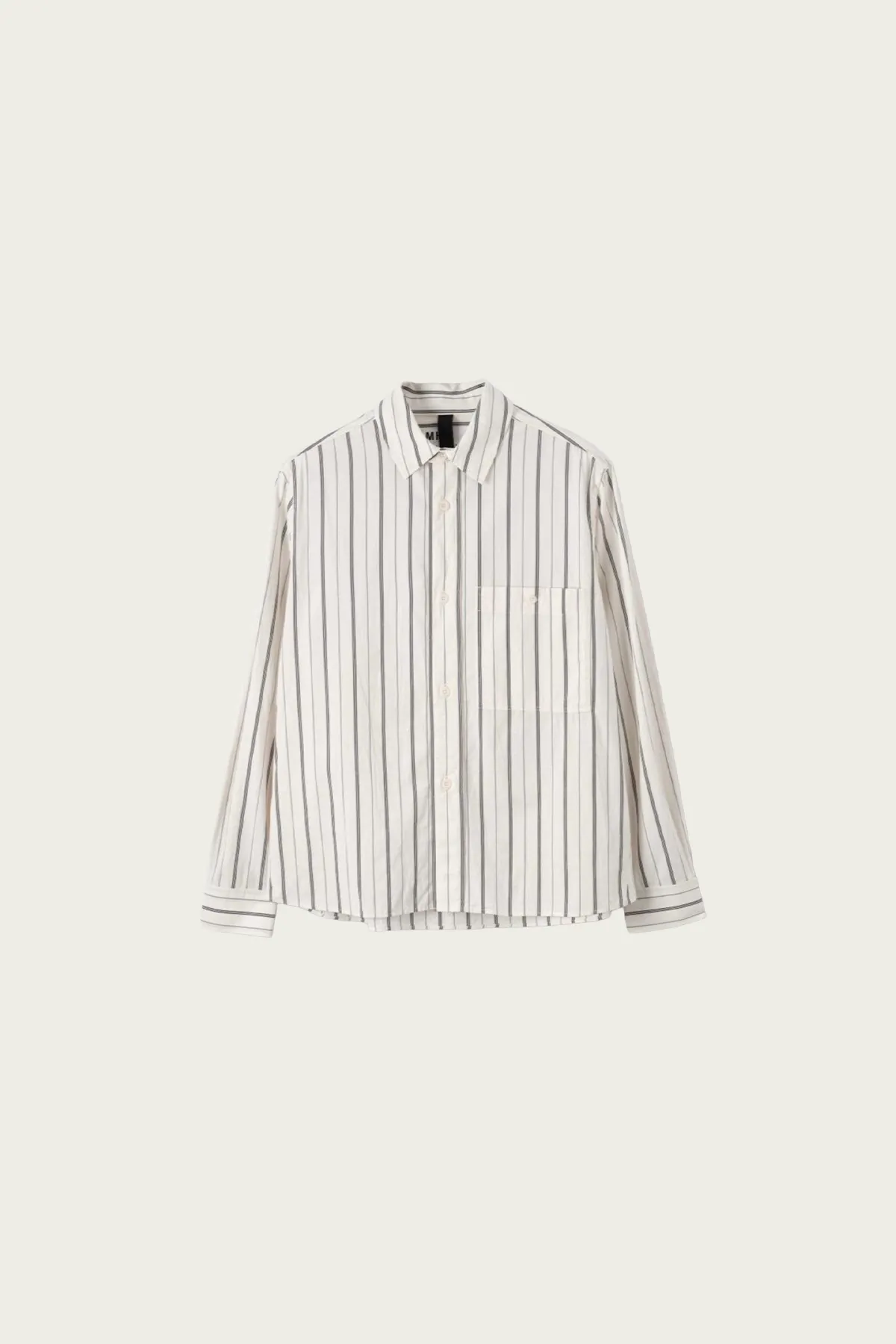 MHL Overall Shirt - Off White/Navy Odd Spaced Cotton Stripe sold by Canoe Club
