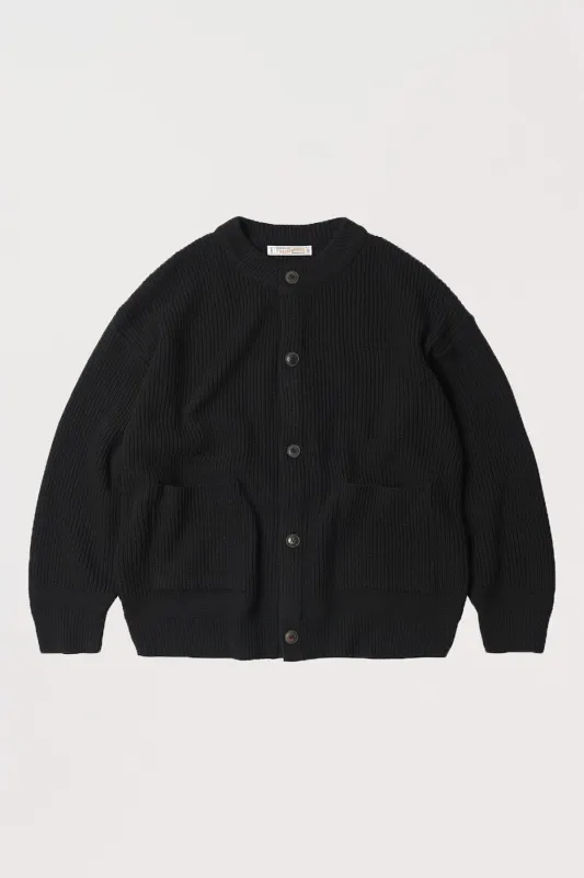 Heavy Wool Round Cardigan - Black made by FrizmWORKS