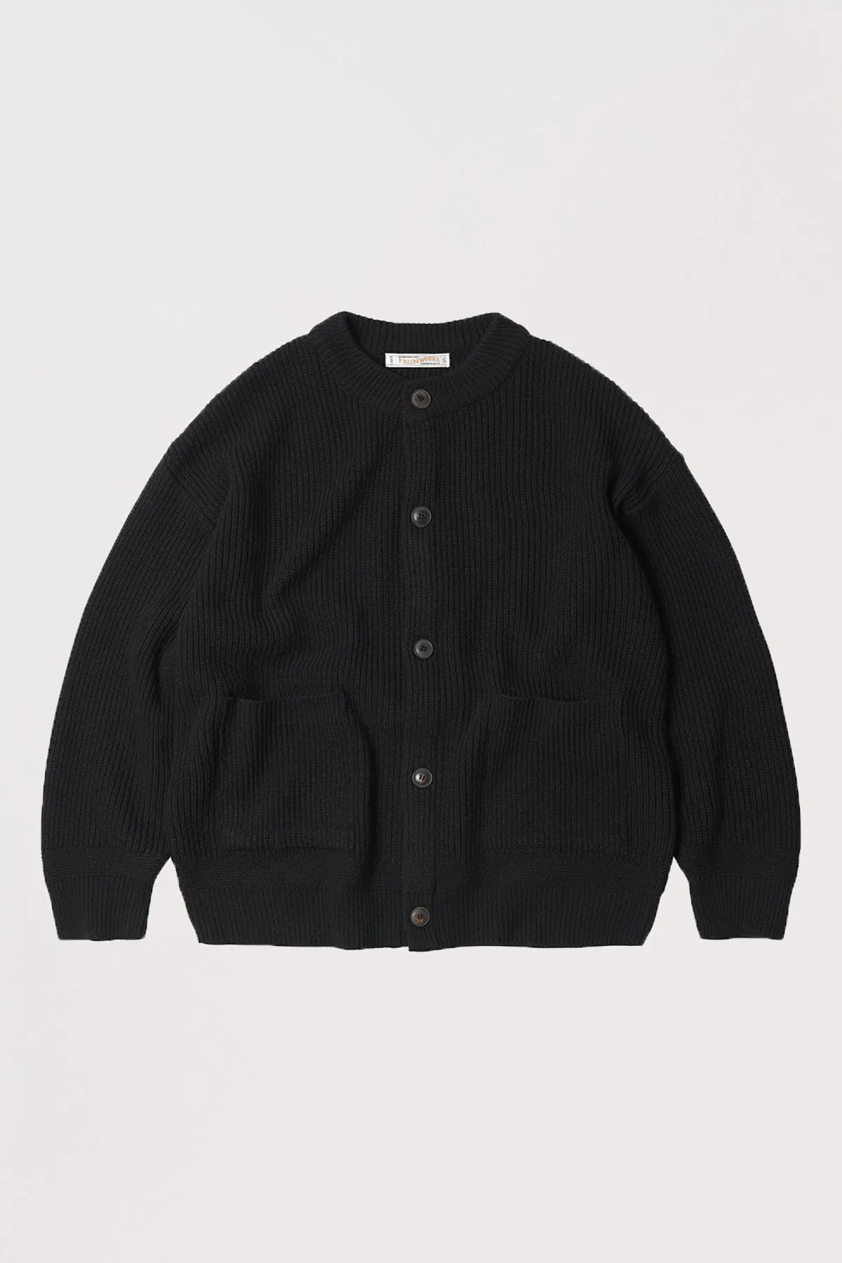 Heavy Wool Round Cardigan - Black sold by Canoe Club