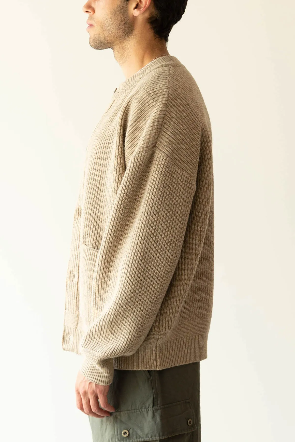 Heavy Wool Round Cardigan - Oatmeal sold by Canoe Club product image thumbnail 3