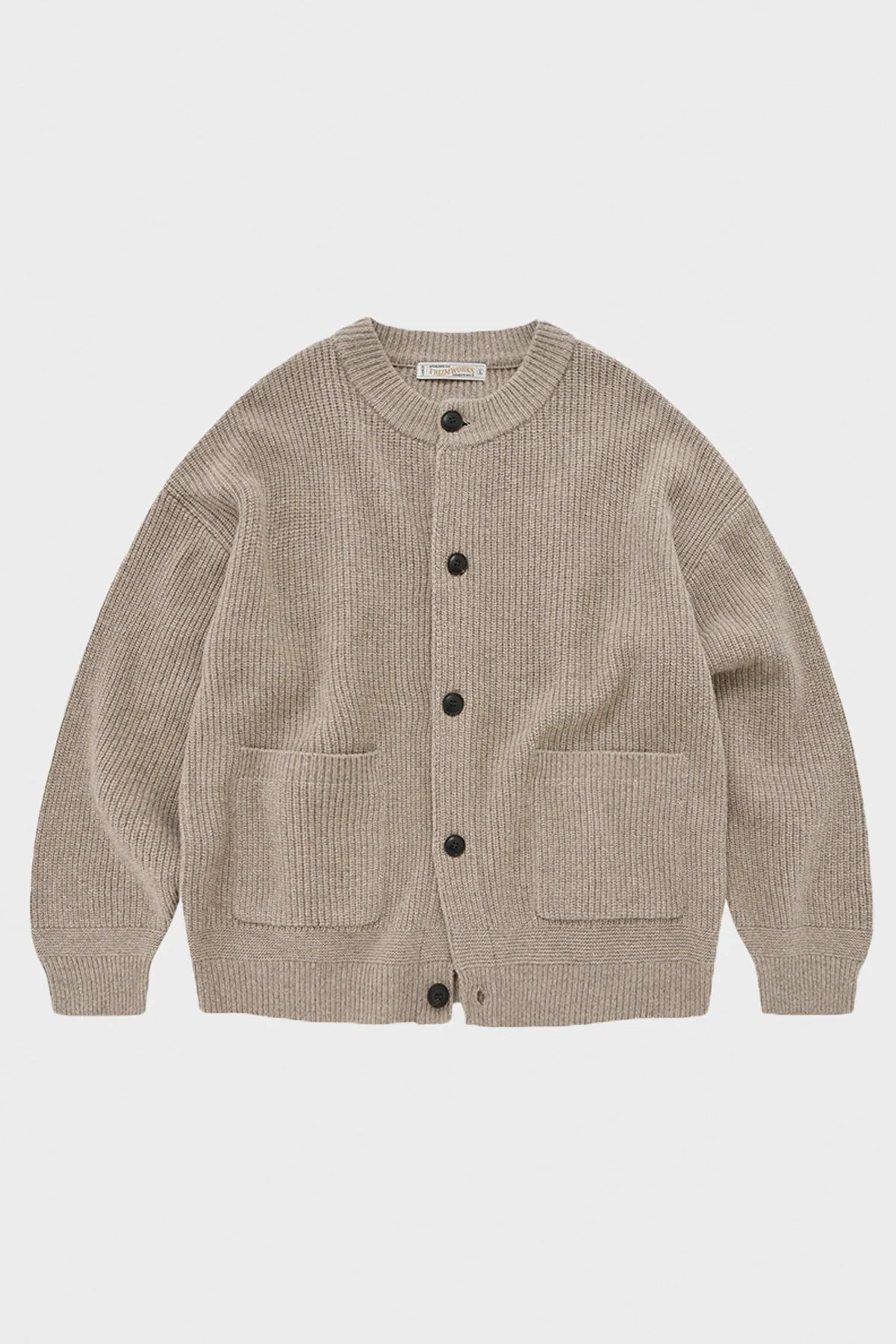 Heavy Wool Round Cardigan - Oatmeal sold by Canoe Club