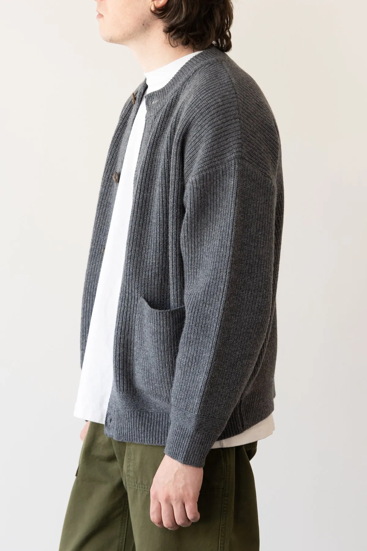 Heavy Wool Round Cardigan - Dark Gray sold by Canoe Club product image thumbnail 3