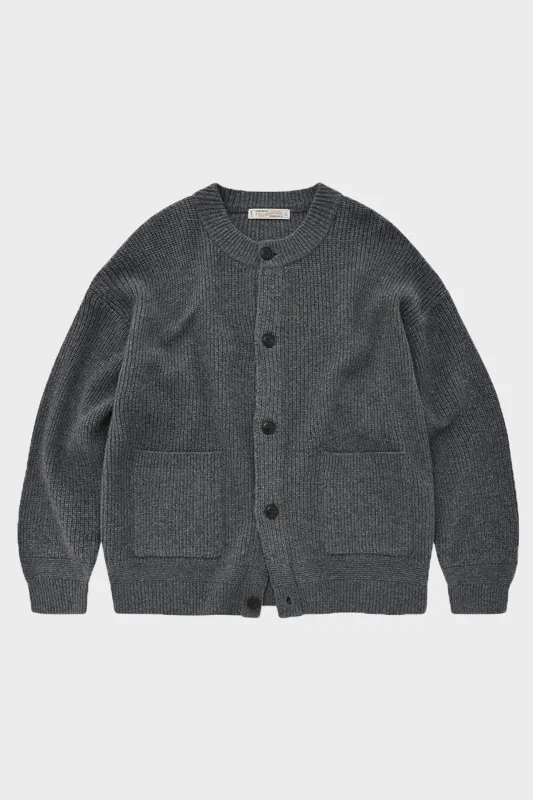 Heavy Wool Round Cardigan - Dark Gray made by FrizmWORKS