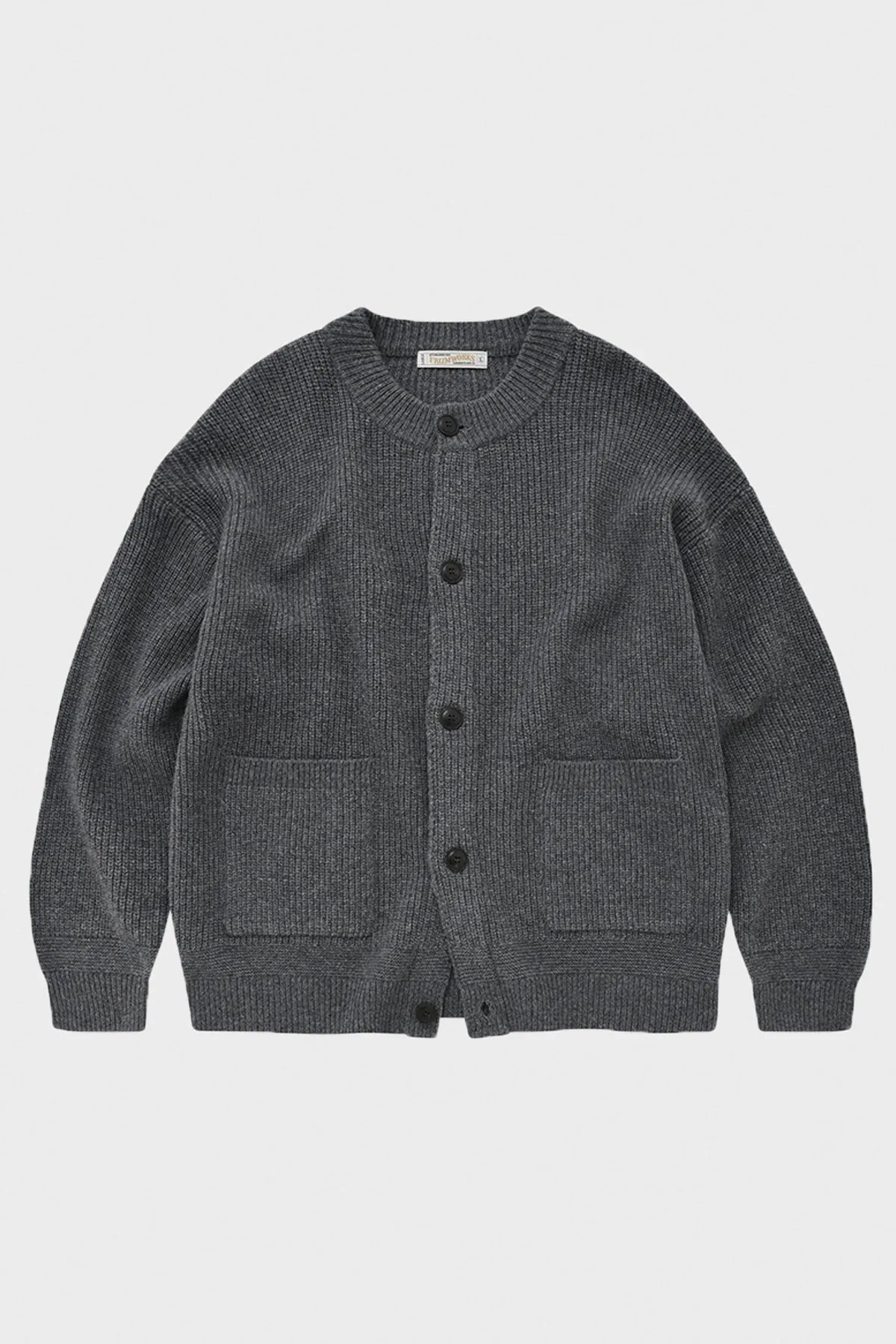 Heavy Wool Round Cardigan - Dark Gray sold by Canoe Club