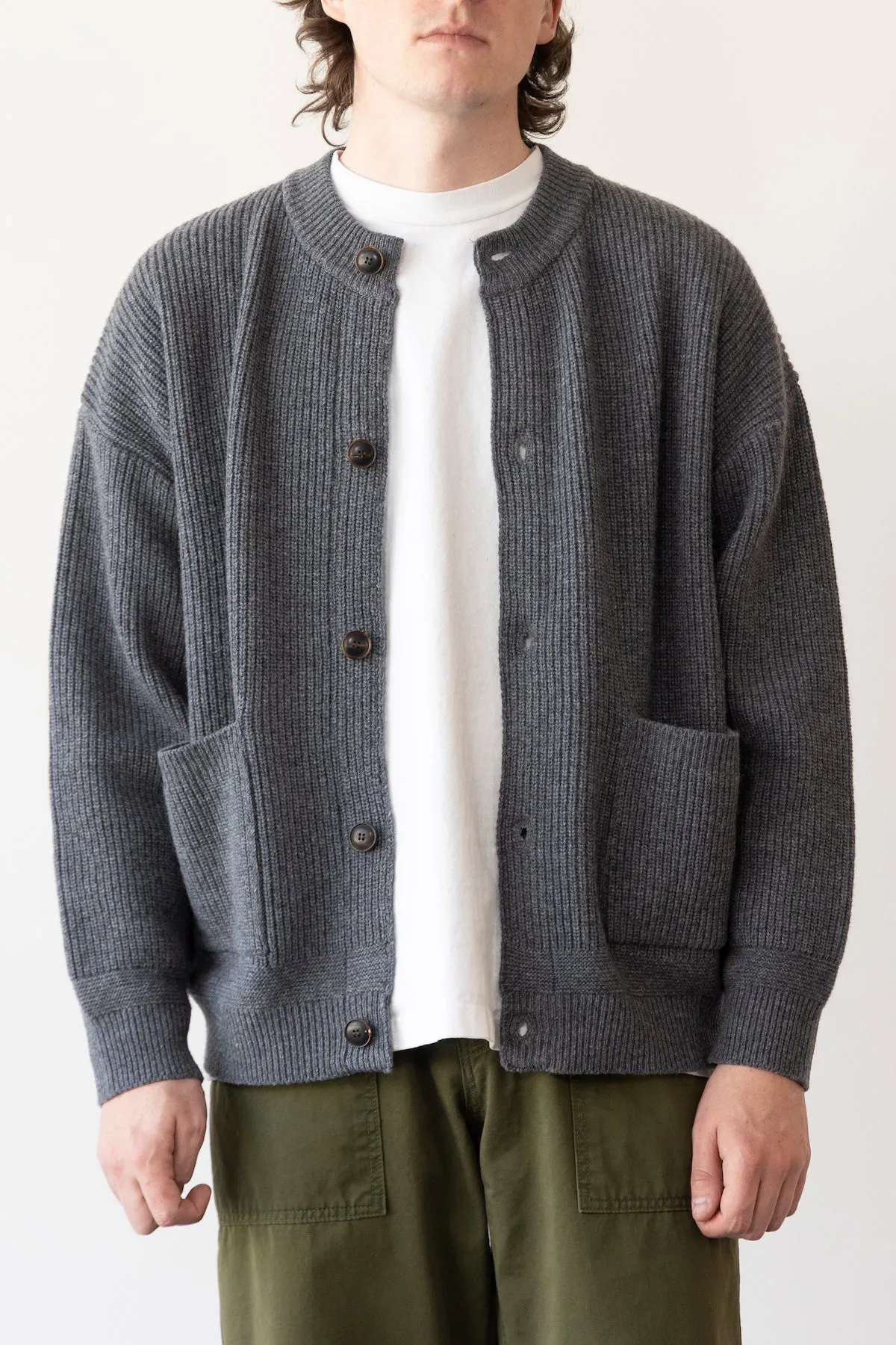 Heavy Wool Round Cardigan - Dark Gray sold by Canoe Club product image thumbnail 2