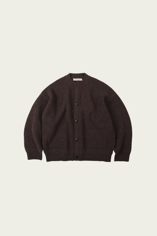 Heavy Wool Round Cardigan - Choco Brown made by FrizmWORKS